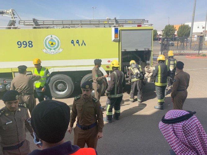 هيئة الأمر بالمعروف بمحافظة طبرجل تطبق فرضية الحريق والإخلاء الافتراضي