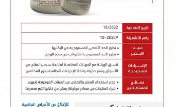 “الغذاء والدواء” تحذر من منتج تجميلي لاحتوائه على نسبة عالية من البكتيريا والزرنيخ