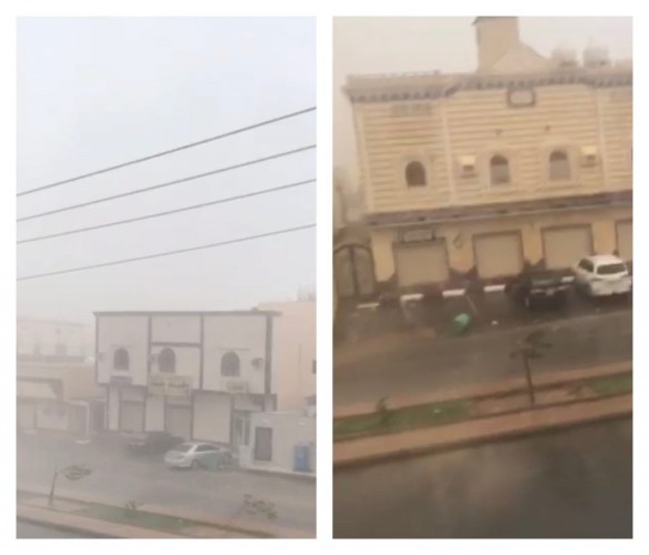 بالفيديو: هطول أمطار غزيرة مصحوبة بالرياح شرق المدينة المنورة