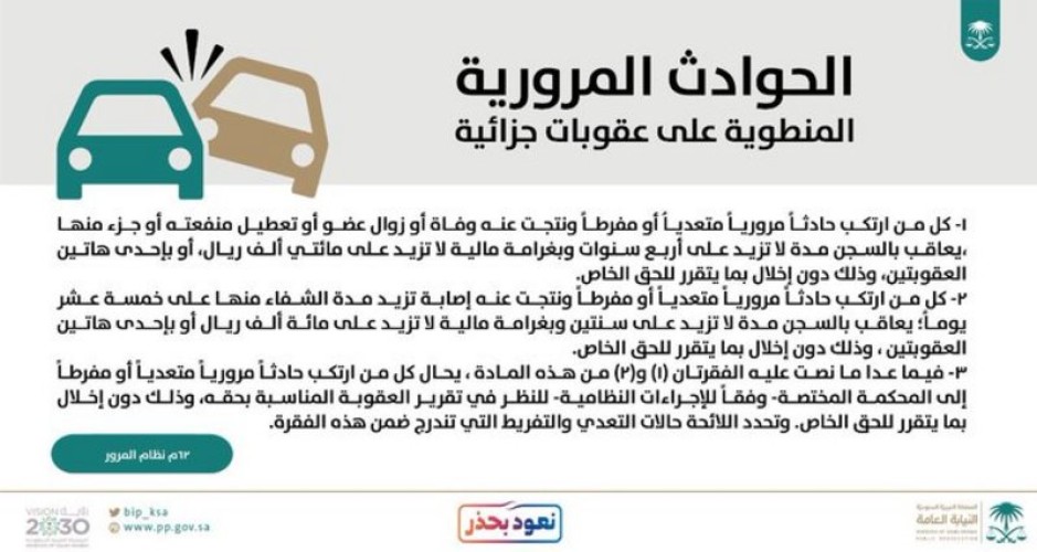 توضيح من النيابة: متى تصبح حوادث السير جرائم كبيرة؟