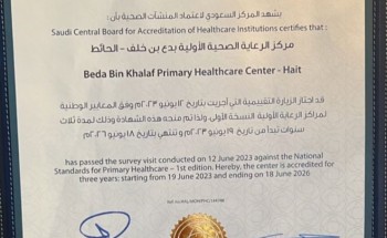 مركز صحي بدع بن خلف يحصل على اعتماد سباهي.. وصحيفة الشمال” تهنئ مديره “مساعد بن سعد الشويلعي الرشيدي” مركز صحي بدع بن خلف يحصل على اعتماد سباهي.. وصحيفة الشمال” تهنئ مديره “مساعد بن سعد الشويلعي الرشيدي”