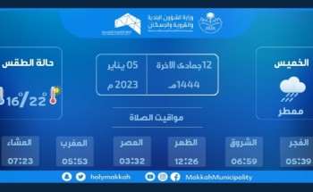 أمانة العاصمة المقدسة تبث تنبيهاتها بشأن الأمطار المتوقعة عبر القنوات الرسمية لها أمانة العاصمة المقدسة تبث تنبيهاتها بشأن الأمطار المتوقعة عبر القنوات الرسمية لها