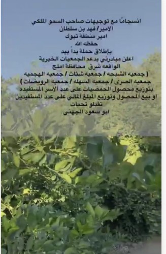 بالفيديو: مواطن يتبرع بكافة منتجات مزرعته  من الحمضيات على الجمعيات الخيرية والأسر المستفيدة في تبوك