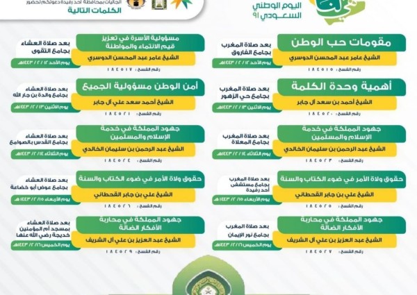 الشؤون الإسلامية بعسير تواكب ذكرى اليوم الوطني بتنظيم برنامج عز وتمكين ضمن مبادرة موطني عز وفخر الشؤون الإسلامية بعسير تواكب ذكرى اليوم الوطني بتنظيم برنامج عز وتمكين ضمن مبادرة موطني عز وفخر