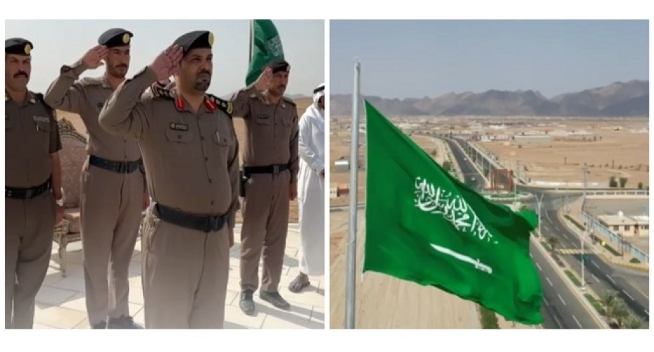 بحضور الدوائر الحكومية .. بالفيديو: رئيس مركز ابانات “حسين العتيبي” يُدشن سارية العلم أمام بلدية ابانات
