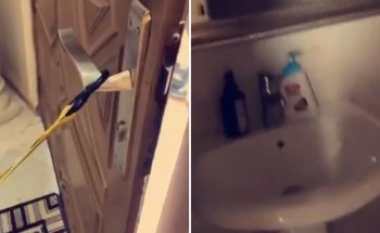 لمنع انتقال العدوى .. بالفيديو: أم تضع شريط كحاجز داخل المنزل يلزم أفراد المنزل بالذهاب إلى دورة المياه لغسل اليدين لمنع انتقال العدوى .. بالفيديو: أم تضع شريط كحاجز داخل المنزل يلزم أفراد المنزل بالذهاب إلى دورة المياه لغسل اليدين