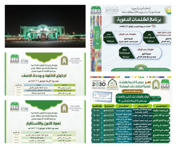 الشؤون الإسلامية في جازان تواصل تنفيذ برنامج الكلمات الدعوية في الانتماء والمواطنة بتوجيهات آل الشيخ