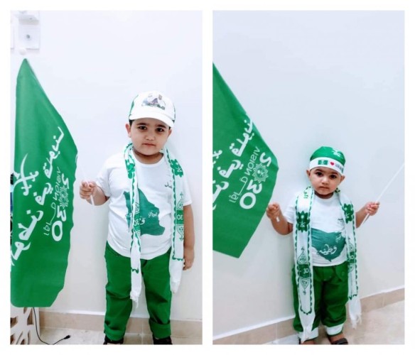 أطفال المواطن يحيى شبيلي يحتفلون باليوم الوطني 90