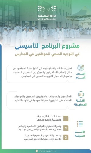 وزارة التعليم تنهي المرحلة الأولى من مشروع البرنامج التأسيسي في التوجيه الصحي للموظفين  بالمدارس