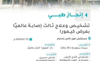 مستشفى قوى الأمن بالدمام ينجح في تشخيص وعلاج ثالث إصابة عالميًا بمرض “كيمورا”