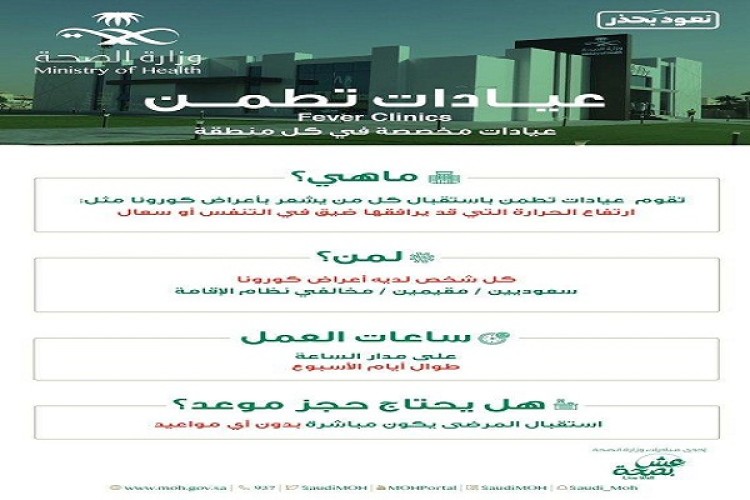 الصحة: تخصيص عيادات “تطمن” في المراكز الصحية والمستشفيات لاستقبال كل من يشعر بأعراض كورونا
