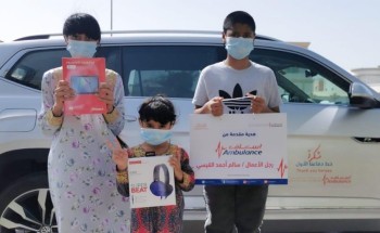 فريق الهلال الأحمر التطوعي بطبرجل يقيم نقطة فرز بصري بأحد الأسواق التجارية