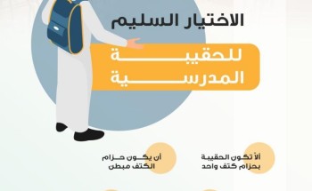 تجمع الرياض الصحي الأول: وزن الحقيبة المدرسية ينبغي ألّا يزيد عن 15% من وزن الطفل تجمع الرياض الصحي الأول: وزن الحقيبة المدرسية ينبغي ألّا يزيد عن 15% من وزن الطفل