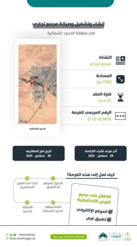 أمانة الحدود الشمالية تطرح عدداً من الفرص الاستثمارية بعرعر