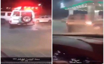 اصطدام ومحاولة هرب .. شاهد: دوريات المرور تطارد قائد مركبة متهور داخل محطة وقود بـ”بريدة”