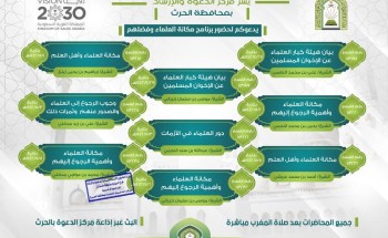 الشؤون الإسلامية تُنظم برنامج ” مكانة العلماء وفضلهم ” بمحافظة الحُرّث بجازان الشؤون الإسلامية تُنظم برنامج ” مكانة العلماء وفضلهم ” بمحافظة الحُرّث بجازان