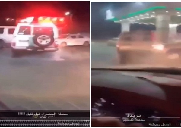 اصطدام ومحاولة هرب .. شاهد: دوريات المرور تطارد قائد مركبة متهور داخل محطة وقود بـ”بريدة”