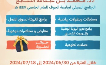 جامعة الجوف تطلق سلسلة من البرامج الصيفية للطلاب والطالبات