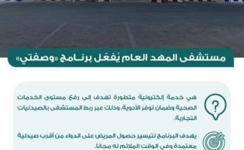 بدء العمل بخدمة “وصفتي” بمستشفى المهد العام الخميس 1442/5/9 هـ الموافق 2020/12/24 م