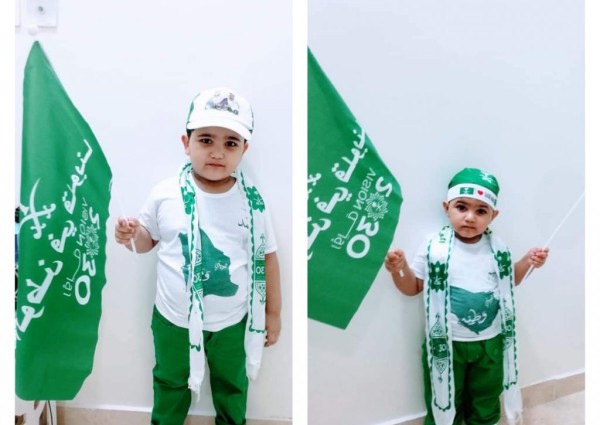 أطفال المواطن يحيى شبيلي يحتفلون باليوم الوطني 90
