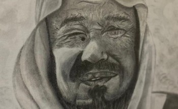 ‘الملك عبدالعزيز ‘ رحمه الله لوحة فنية للفنان التشكيلي عيسى قبيسي أحد أبناء مركز مسلية