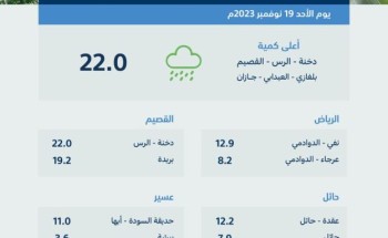 القصيم وجازان تسجّلان أعلى كمياتٍ لهطول الأمطار بـ (22.0) ملم