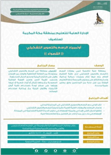 تعليم مكة يستضيف الأولمبياد الرسم والتصوير التشكيلي